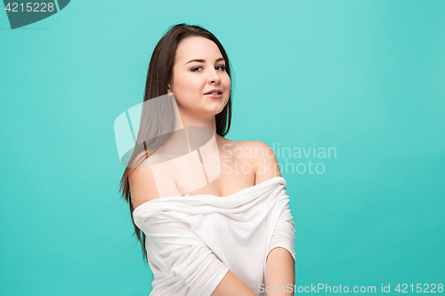 Image of The young woman\'s portrait with happy emotions