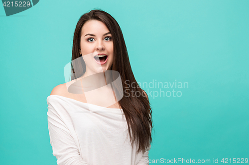 Image of The young woman\'s portrait with happy emotions