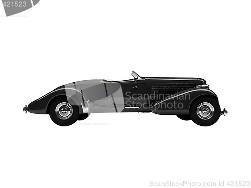 Image of isolated retro black car side view