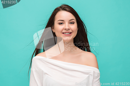 Image of The young woman\'s portrait with happy emotions