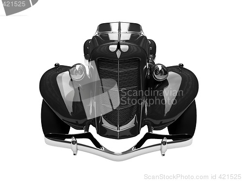 Image of isolated retro black car front view 05