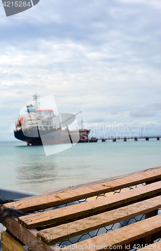 Image of Big Corn Island Nicaragua oil tanker dock on Picnic Center Beach