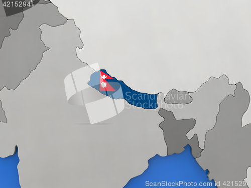 Image of Nepal on globe