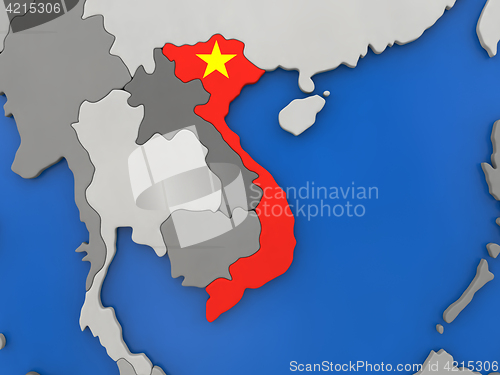 Image of Vietnam on globe