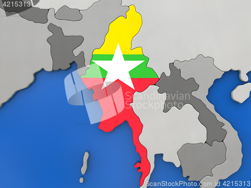 Image of Myanmar on globe