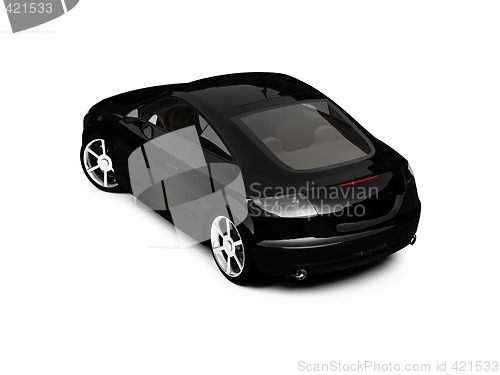 Image of isolated black car back view