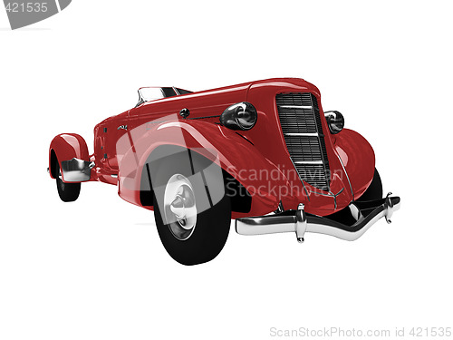 Image of isolated vintage red car front view