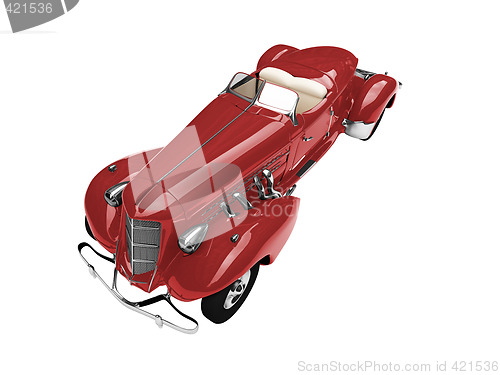 Image of isolated vintage red car front view