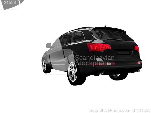 Image of isolated black car back view 01