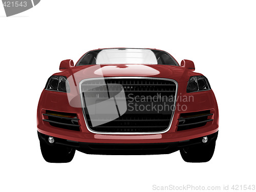 Image of isolated red car front view 01