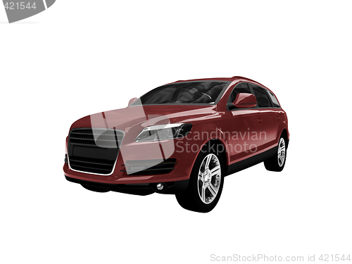 Image of isolated red car front view 02
