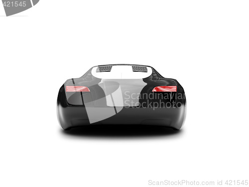 Image of isolated black super car back view 01