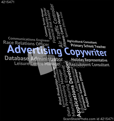 Image of Advertising Copywriter Shows Hire Text And Promote