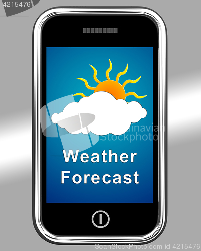 Image of Mobile Phone Shows Cloudy Weather Forecast