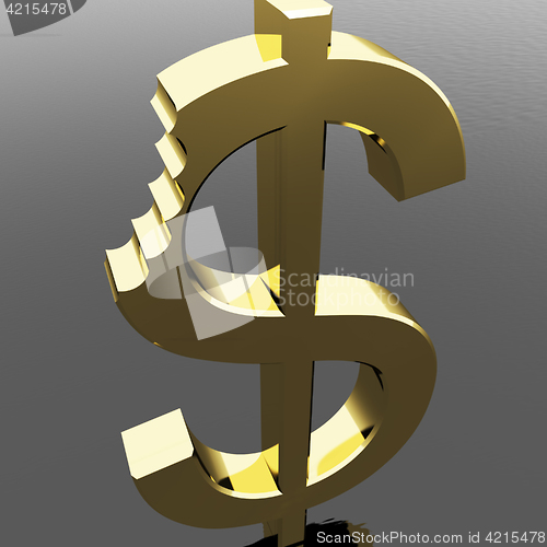 Image of Dollar With Bite Showing Devaluation Crisis And Recession