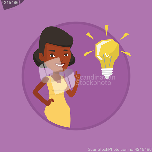 Image of Student pointing at idea bulb vector illustration