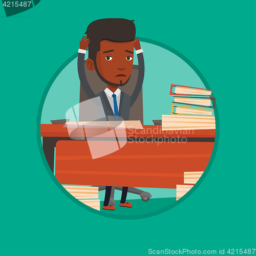 Image of Despair man sitting in office vector illustration.