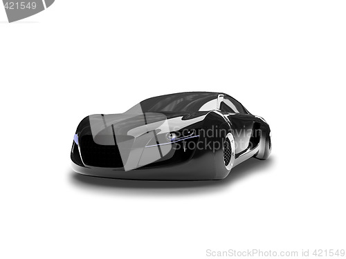 Image of isolated black super car front view 01