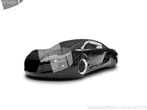 Image of isolated black super car front view 02