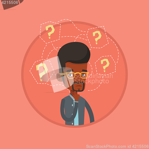 Image of Young businessman thinking vector illustration.