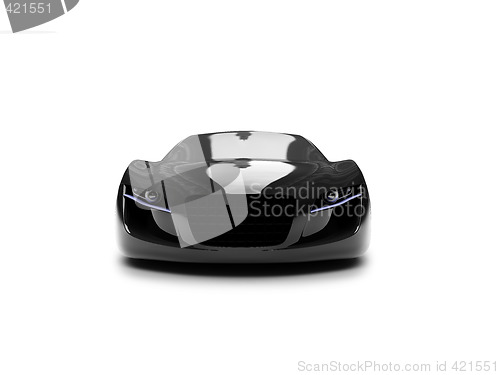 Image of isolated black super car front view 03