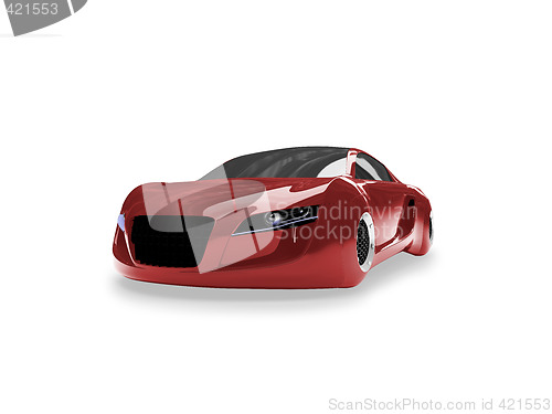 Image of isolated red super car front view 01