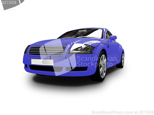 Image of isolated blue car front view