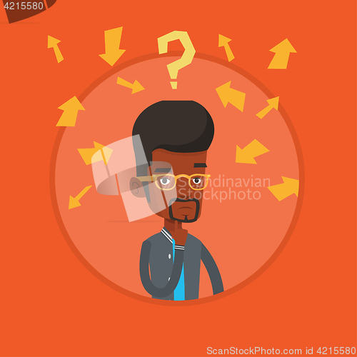 Image of Young businessman thinking vector illustration.
