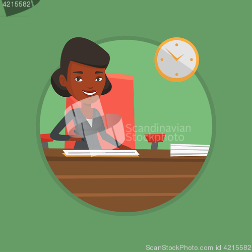 Image of Signing of business documents vector illustration.