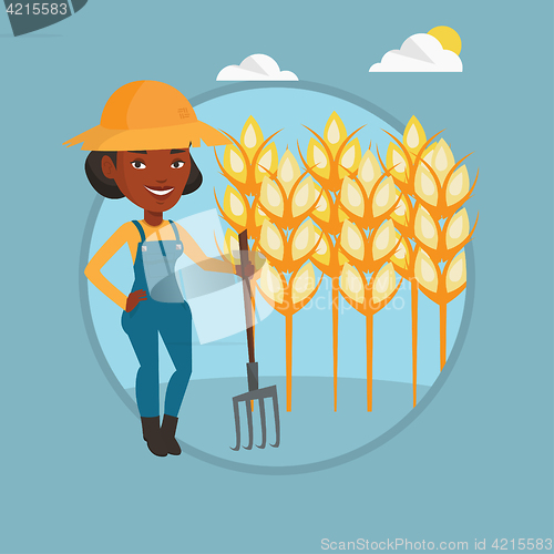 Image of Farmer with pitchfork vector illustration.