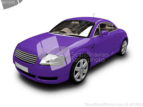Image of isolated blue car front view