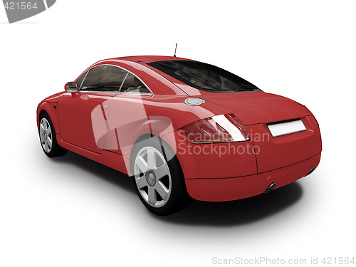 Image of isolated red car back view