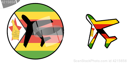 Image of Nation flag - Airplane isolated - Zimbabwe