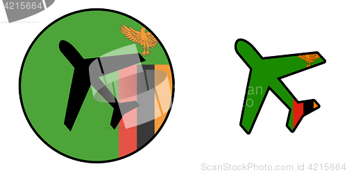 Image of Nation flag - Airplane isolated - Zambia