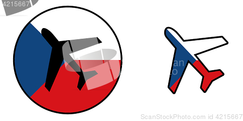 Image of Nation flag - Airplane isolated - Czech republic
