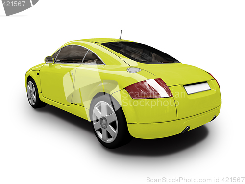 Image of isolated yellow car back view