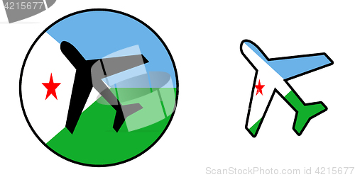 Image of Nation flag - Airplane isolated - Djibouti