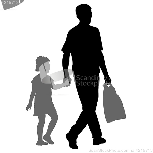 Image of Silhouette of happy family on a white background. illustration.