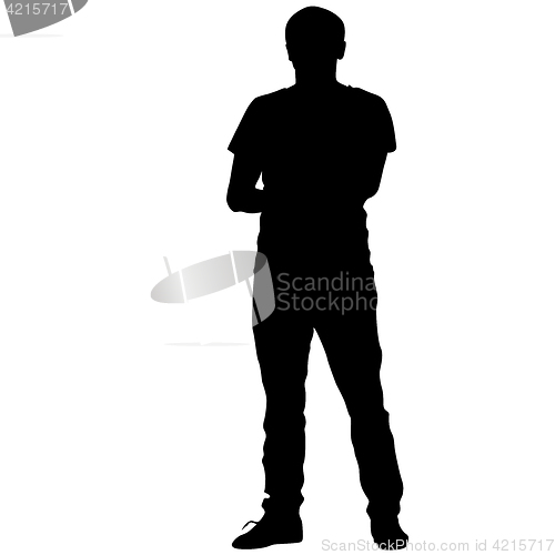 Image of Black silhouette man standing, people on white background