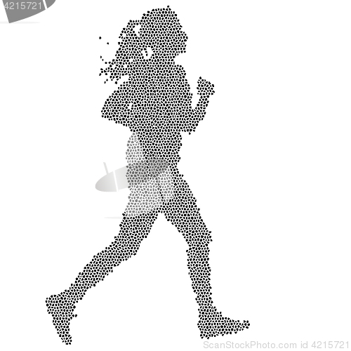 Image of Black Silhouettes Runners sprint women on white background