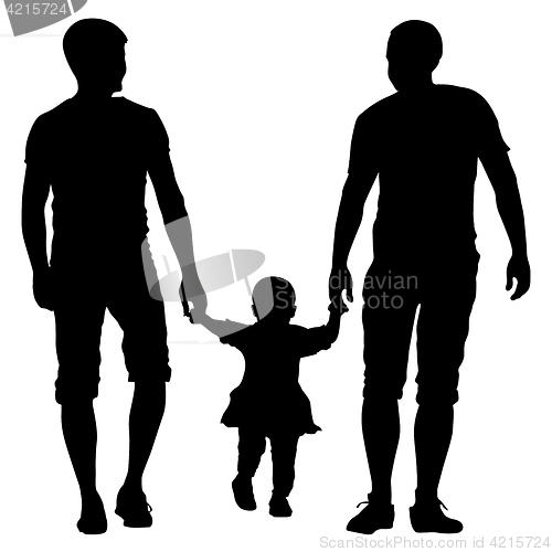 Image of Black silhouettes Gay couples and family with children
