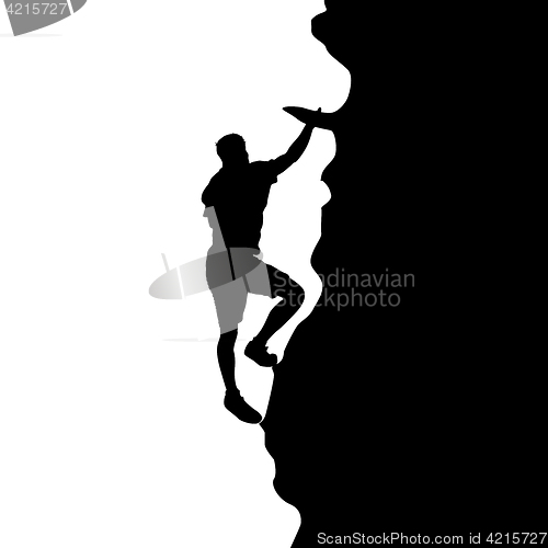 Image of Black silhouette rock climber on white background