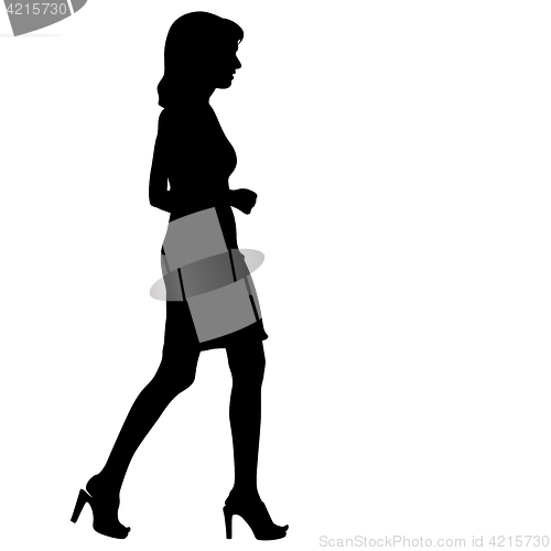 Image of Black silhouette woman standing, people on white background