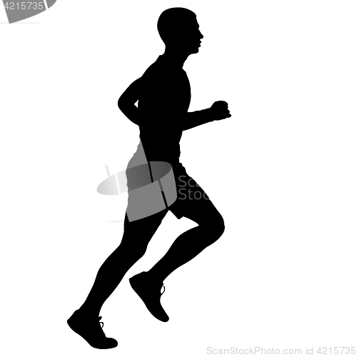 Image of Black Silhouettes Runners sprint men on white background