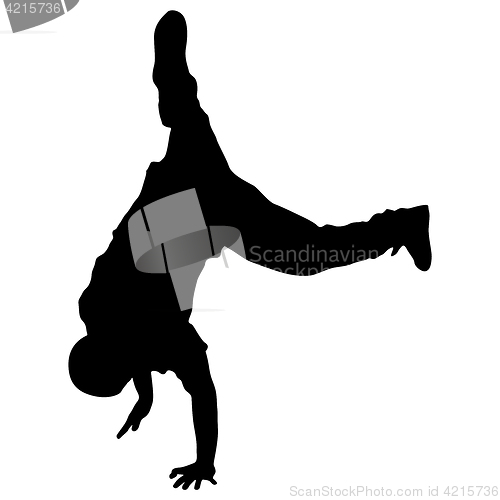 Image of Black Silhouettes breakdancer on a white background