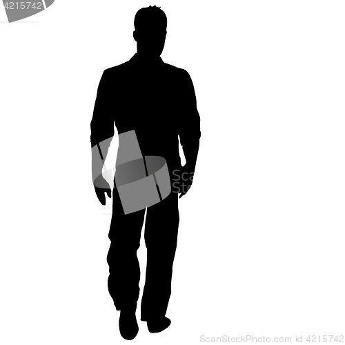 Image of Black silhouette man standing, people on white background