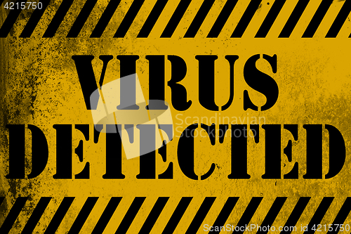 Image of Virus detected sign yellow with stripes