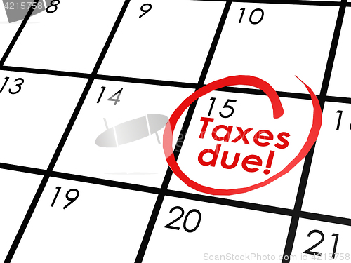 Image of Taxes due on white calendar