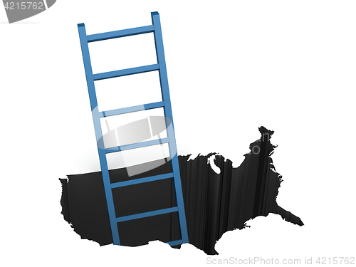 Image of Blue ladder out of USA map 