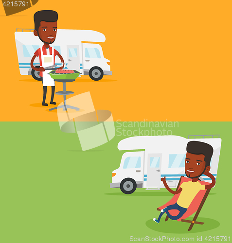 Image of Two travel banners with space for text.